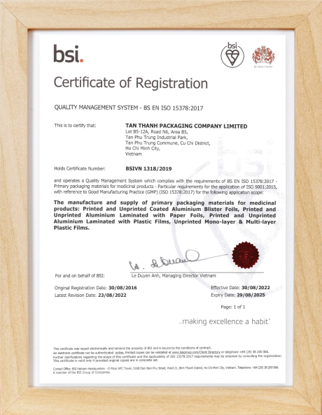 ISO 15578 Certificate